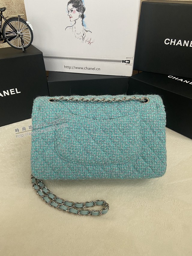 Chanel專櫃限量款Classic Flap Bag 01112布包 香奈兒CF單肩斜挎鏈條女包 djc4612